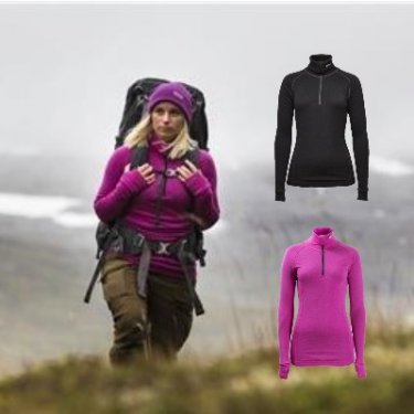 BRYNJE LADY ARCTIC ZIP POLO m/Tommelfinger-grep